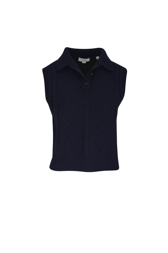 Vince Coastal Blue Cable Knit Sweater Vest