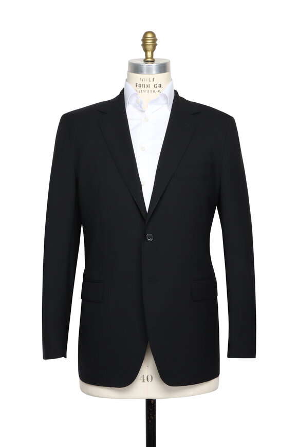 Sartorio Solid Black Wool Suit - view 2