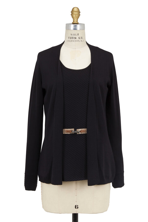 Rani Arabella - Black Wool & Cashmere Two-In-One Cardigan