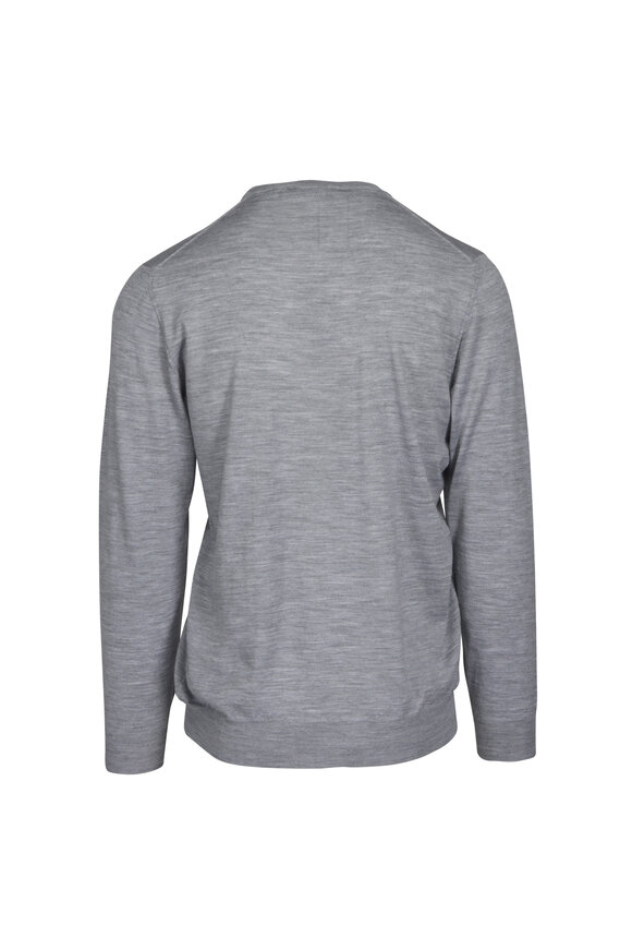 Fedeli Light Gray Super 140's Wool Crewneck Pullover - view 2
