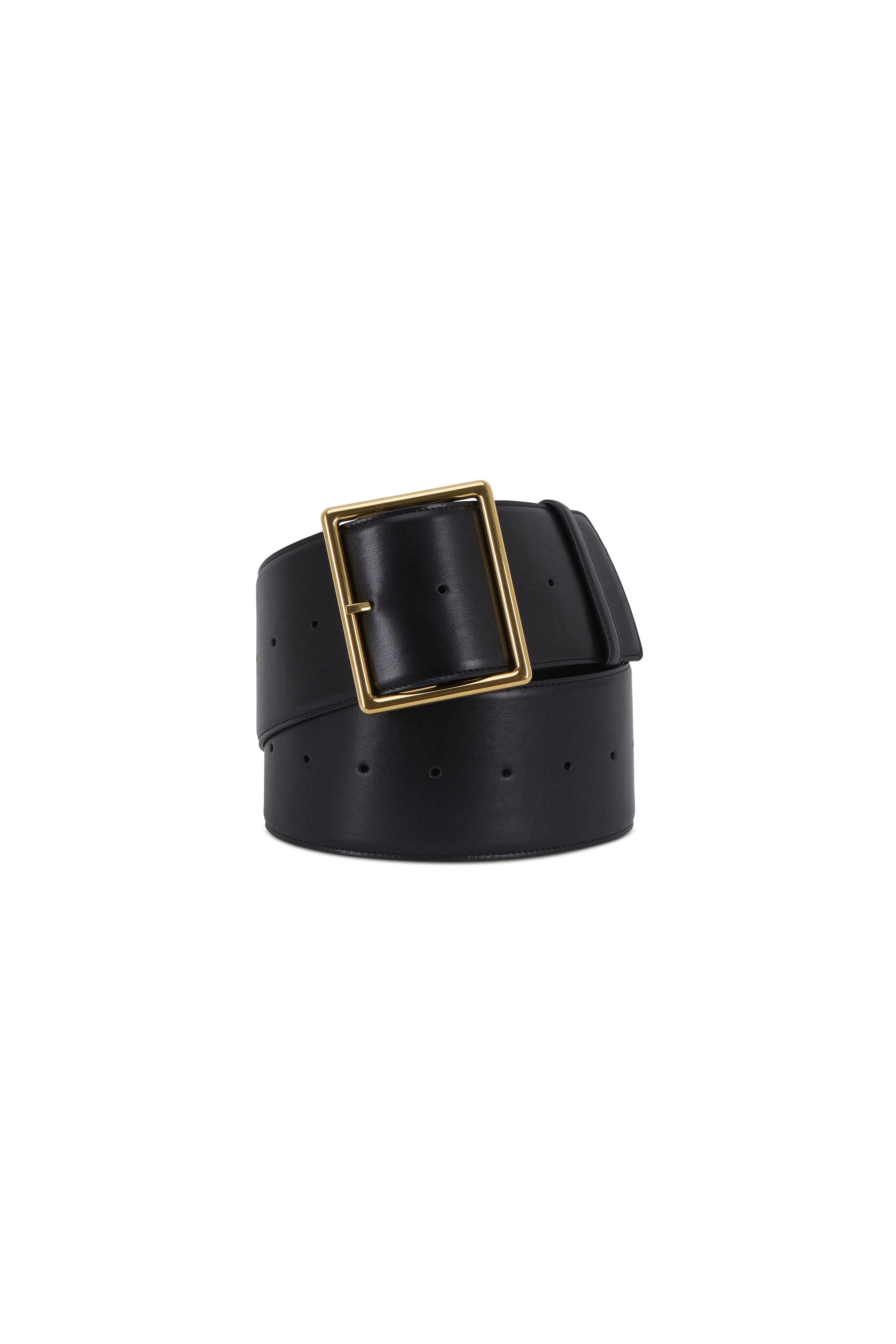 Saint Laurent Women's Black Leather Logo Belt | 100 by Mitchell Stores