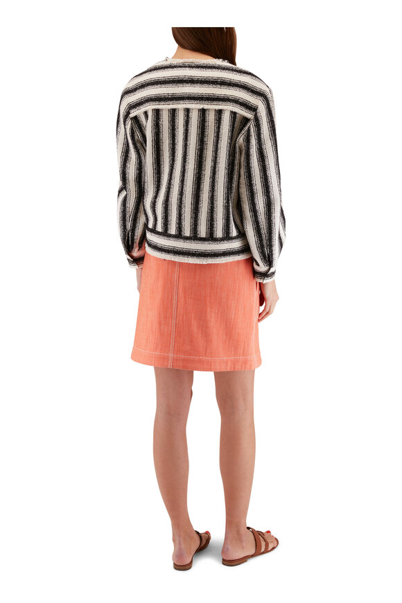 Akris Punto - Cream & Black Stripe Tweed Boxy Jacket