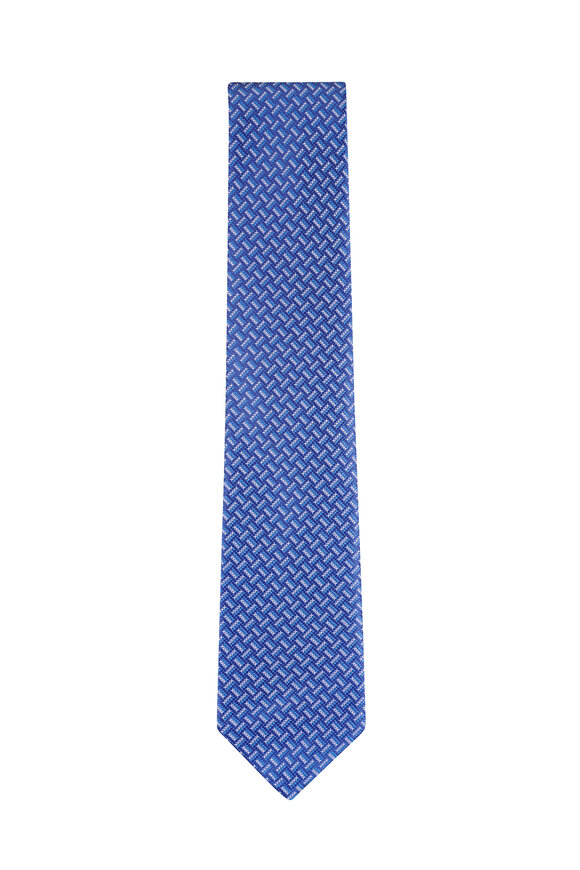 Brioni Blue Woven Silk Necktie - view 1