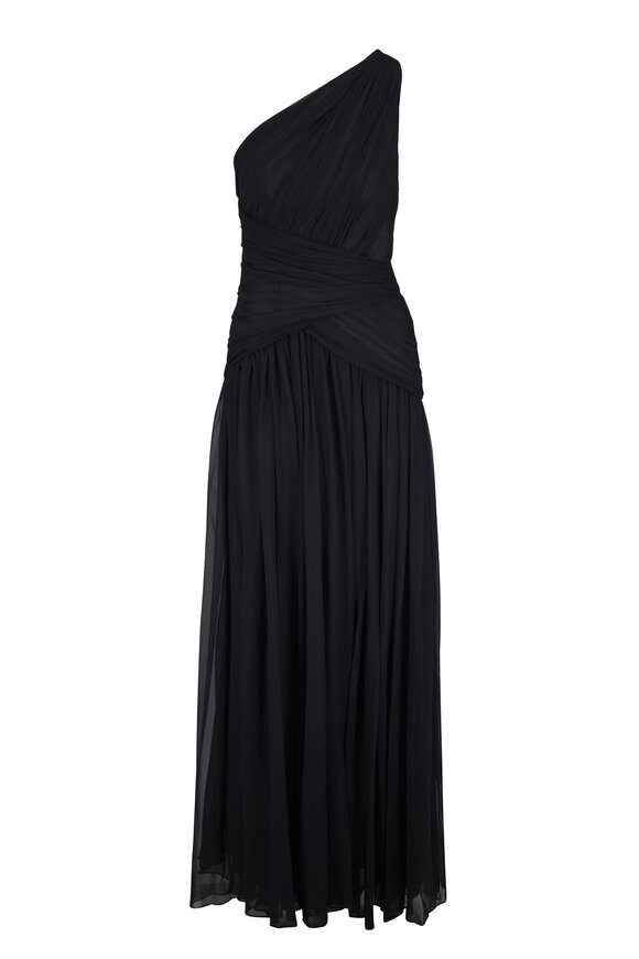 Carolina Herrera Black Gathered One Shoulder Gown
