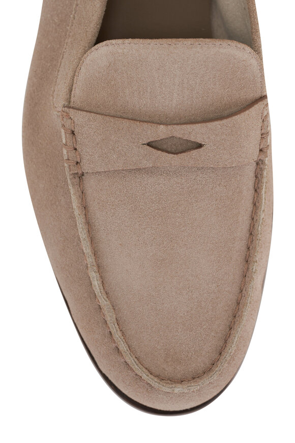 Santoni - Haileigh Taupe Suede Penny Loafer 