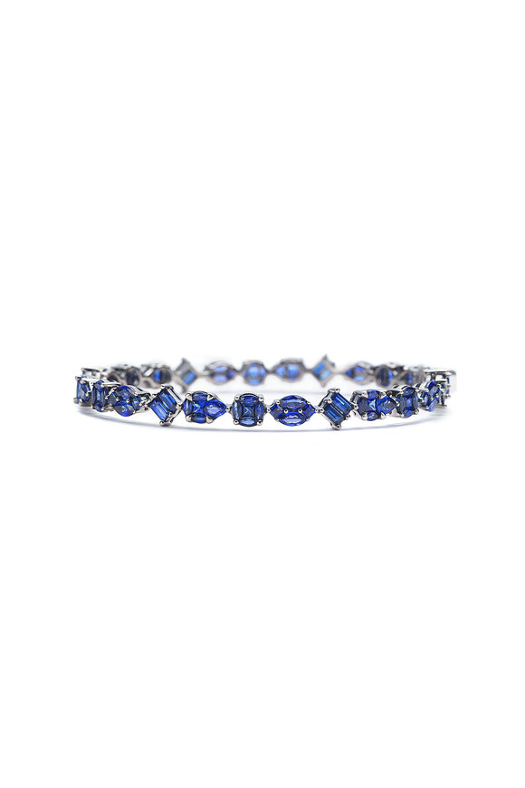 Nam Cho 18k White Gold Blue Sapphire Multi-Shape Bangle