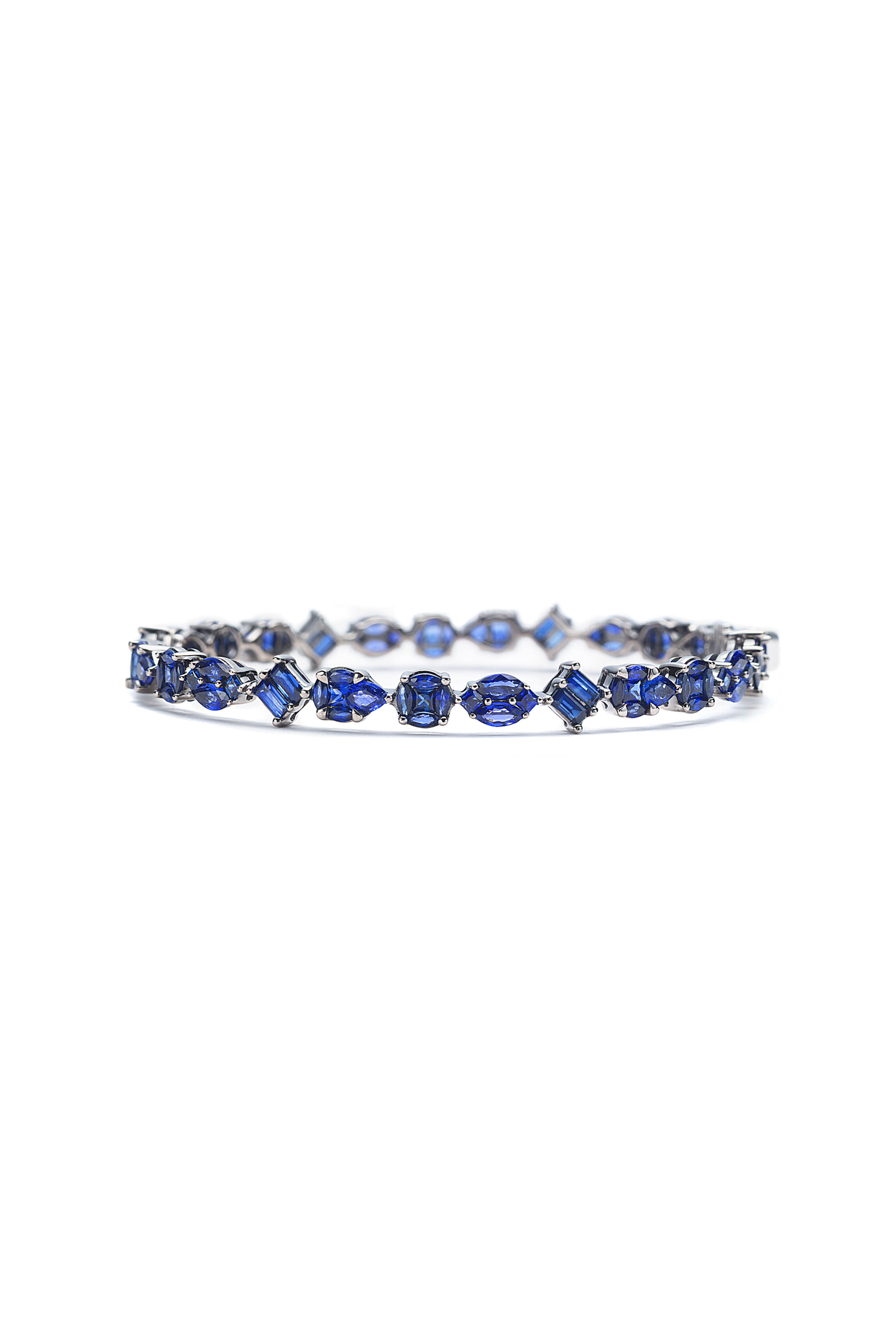 Nam Cho - 18k White Gold Blue Sapphire Multi-Shape Bangle