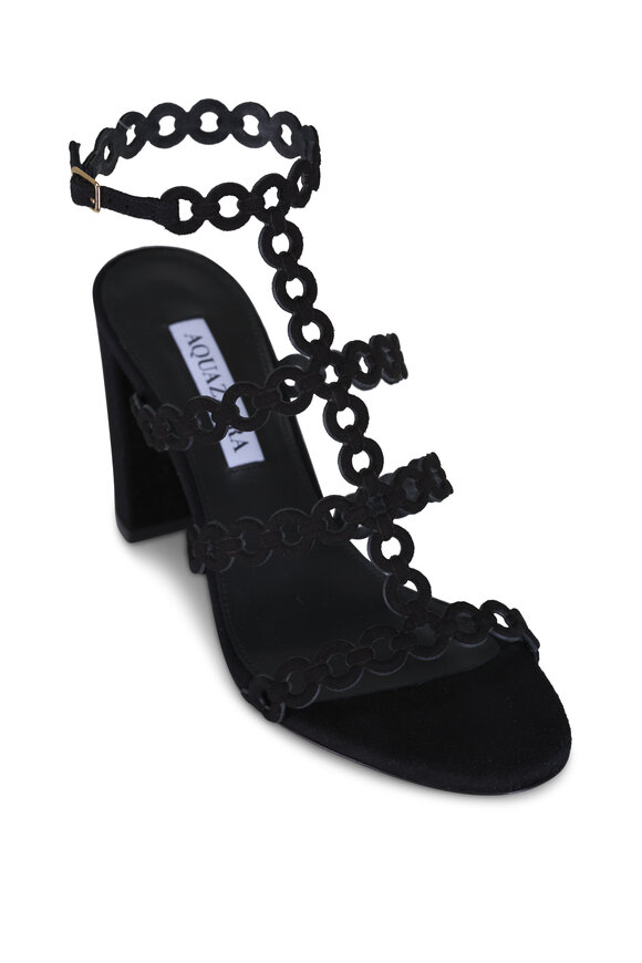 Aquazzura Black Infinity Chain Block Heel Sandal, 85mm - view 1