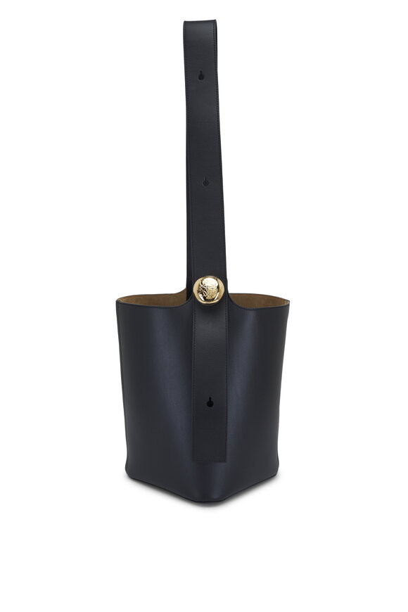 Loewe Medium Pebble Black Leather Bucket Bag