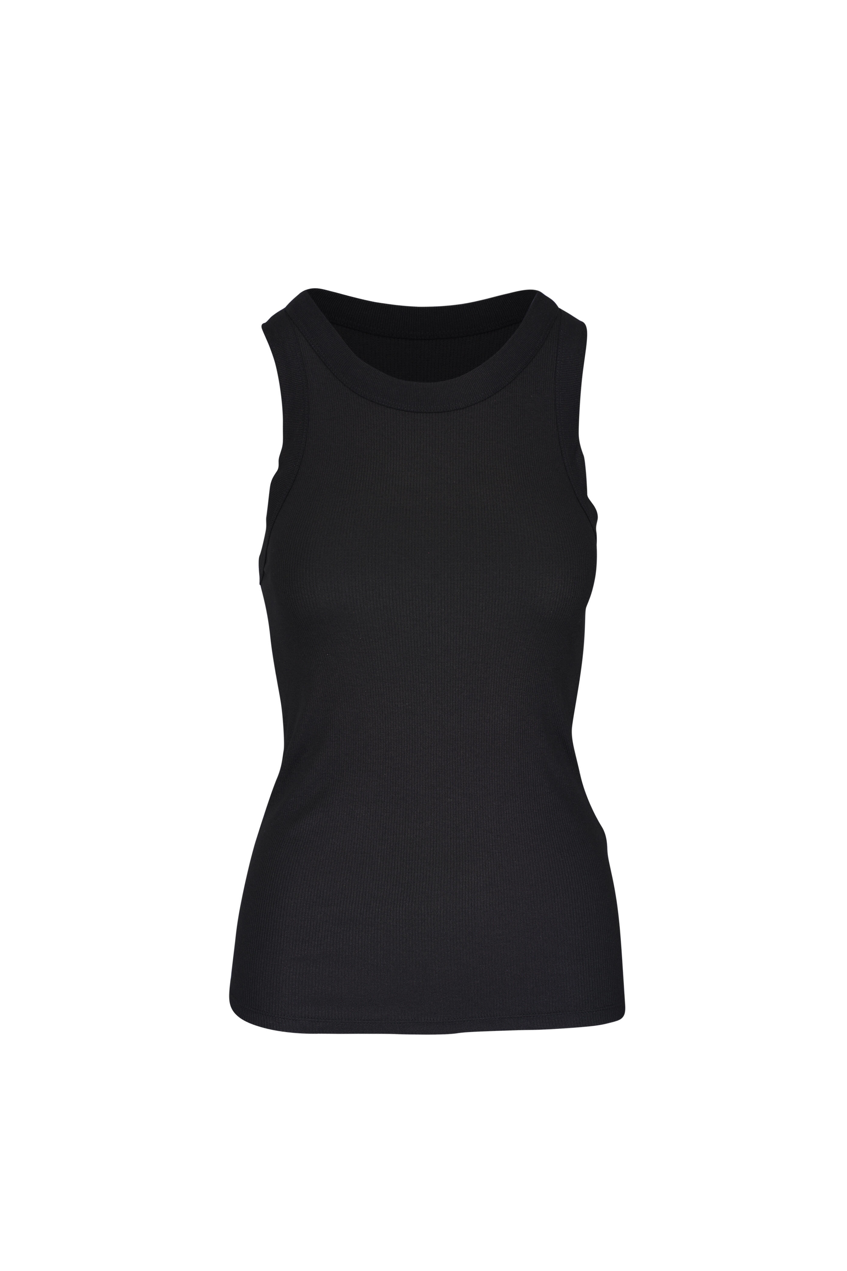 Majestic - Black Metallic Soft Touch Ribbed Crewneck Tank