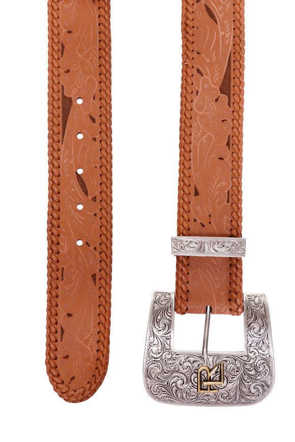Ralph Lauren Lasered Brown Calf-Suede Wide Western Belt - view 2
