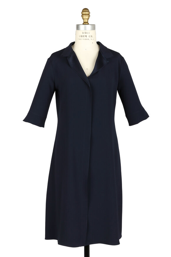 Peter Cohen - Navy Blue Notched Collar Dress 