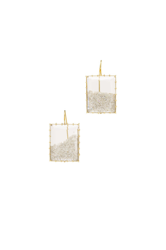Renee Lewis 18k Yellow Gold Rectangular Diamond Shake Earring