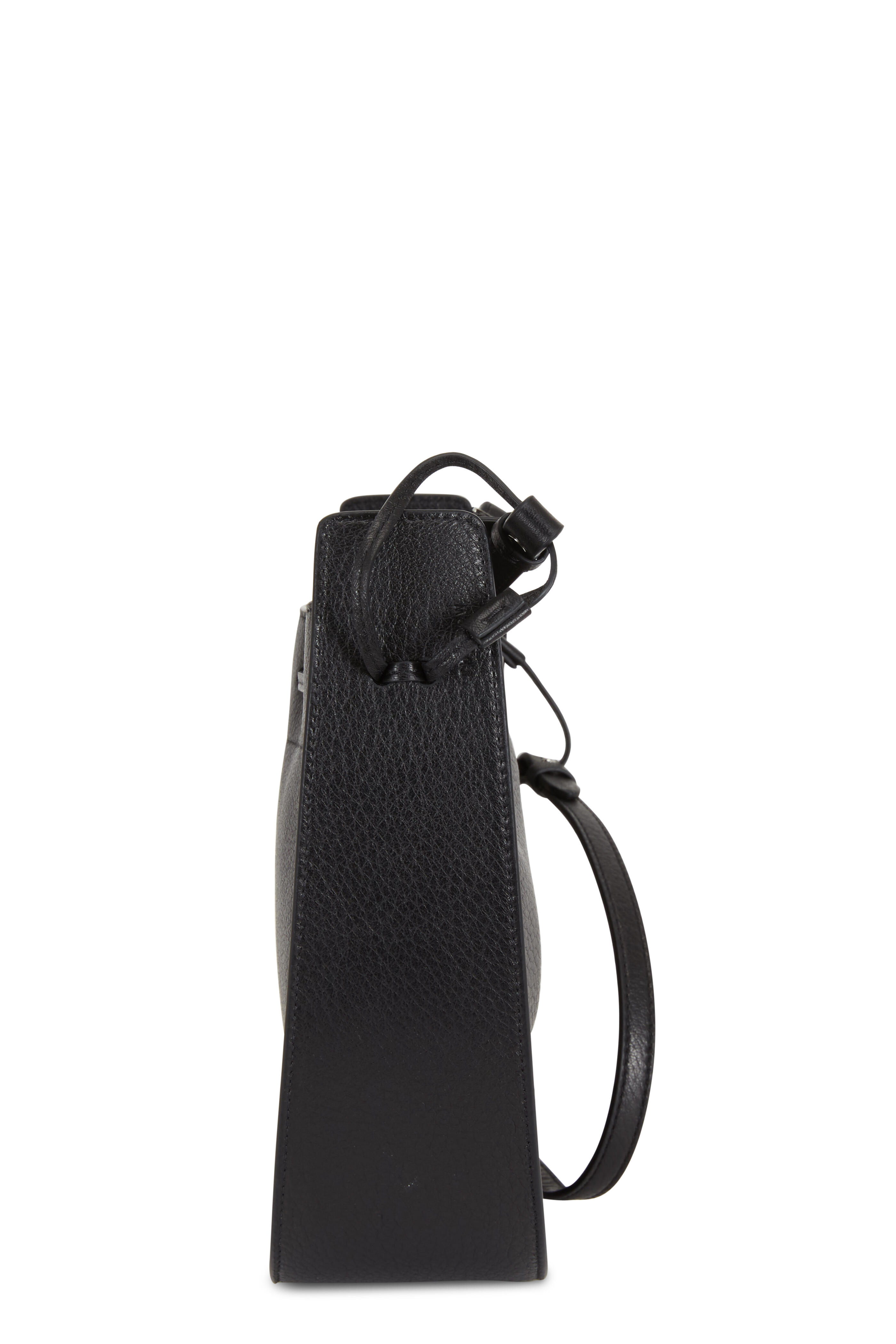 The Row - Black Leather Drawstring Pouch Crossbody Bag