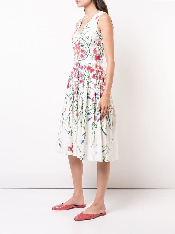 Carolina Herrera - Floral Sleeveless V-Neck Dress
