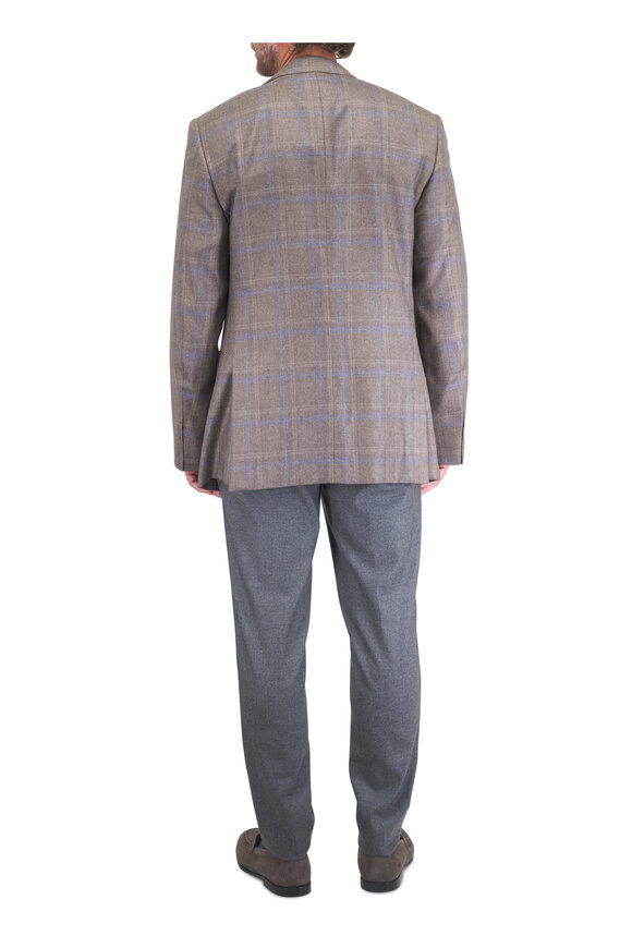 Canali Kei Brown & Periwinkle Plaid Sportcoat - view 3