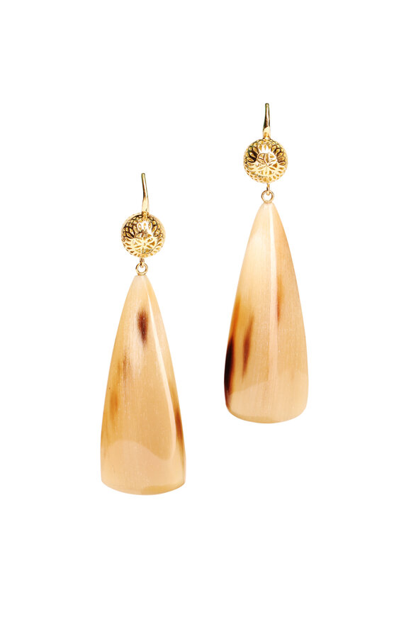 Ray Griffiths Crownwork Ball & Buffalo Horn Earrings