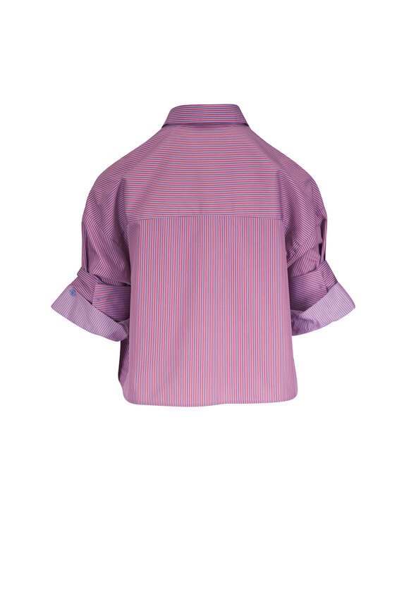 TWP Next Ex Rust & Blue Stripe Cotton Button Up Blouse - view 3