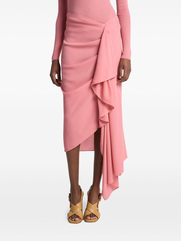 Michael Kors Collection Guava Wool Crepe Cascade Skirt - view 4