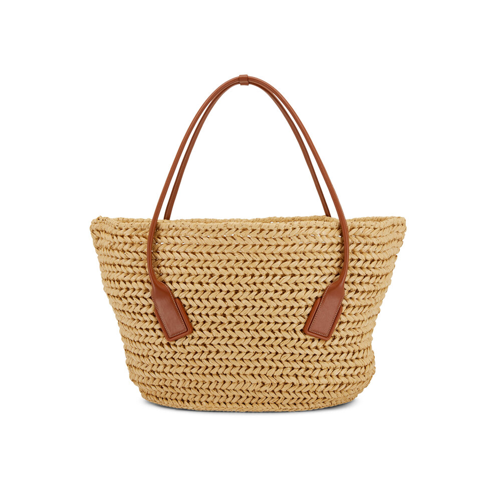 Bottega Veneta - Acro Crochet Natural Wood Raffia Tote