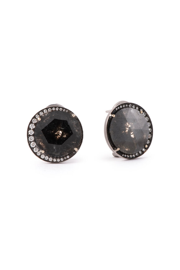 Sylva & Cie 5.43CT Rough Cut Diamond Crescent Earrings