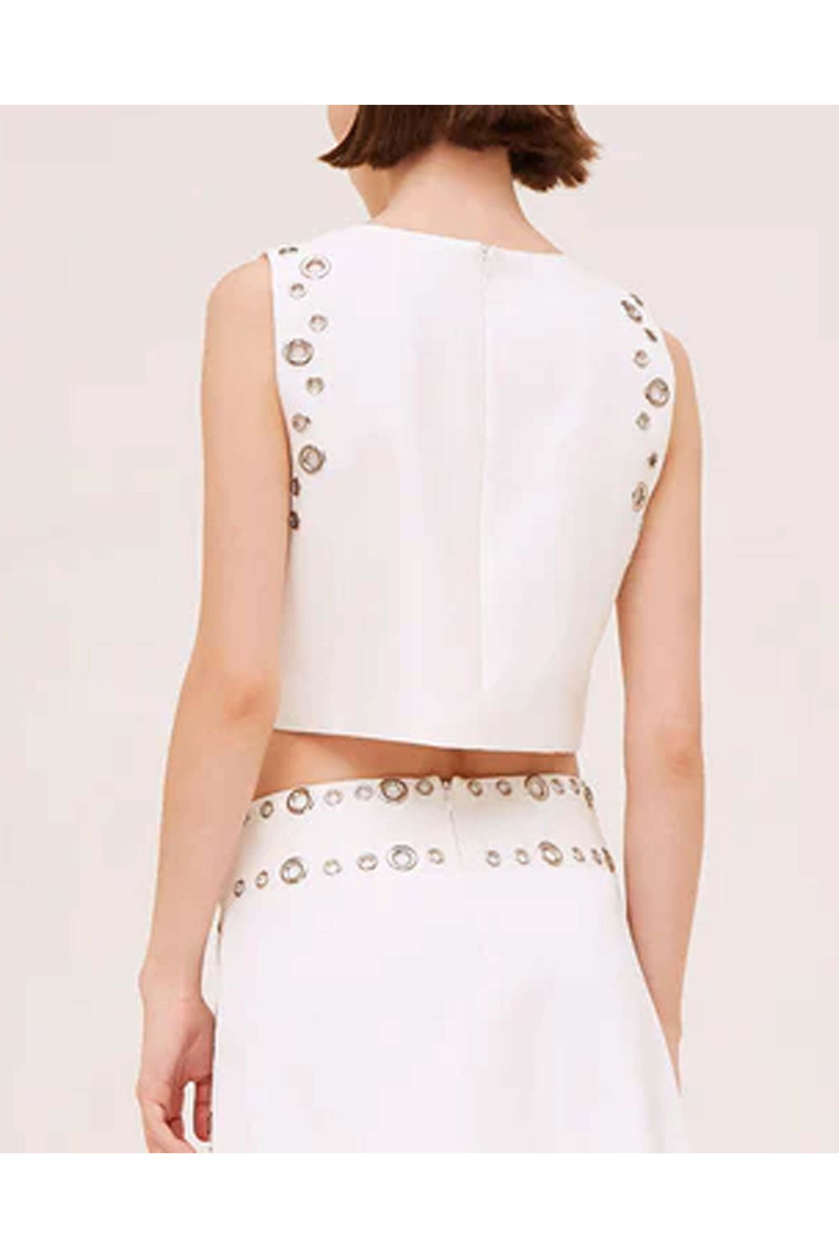 Alexis - White Reze Crop Top