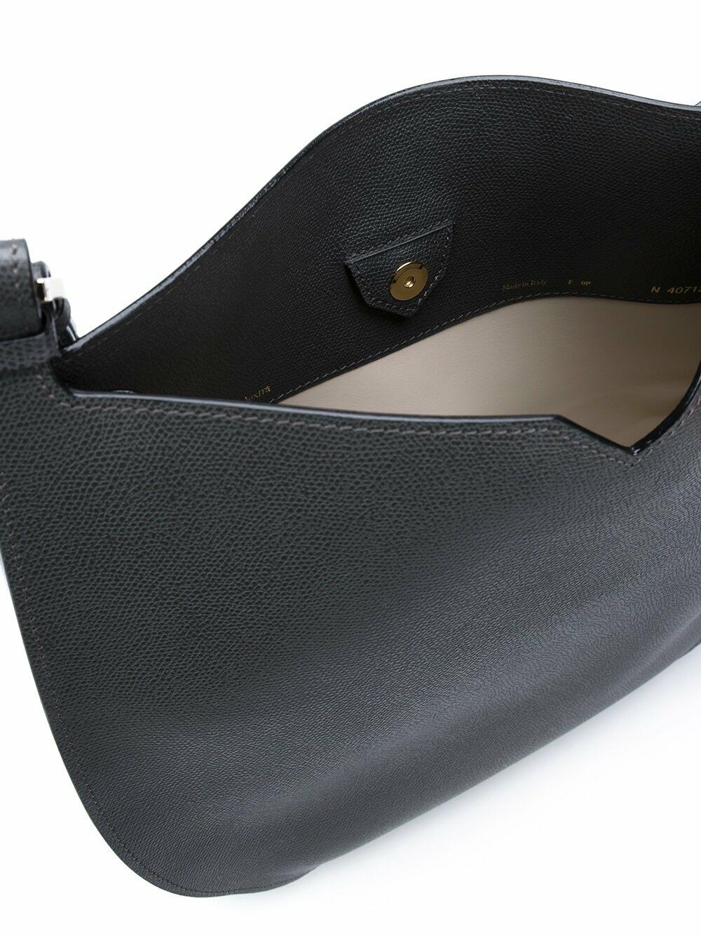 Valextra - Weekend Grande Dark Gray Leather Hobo Bag