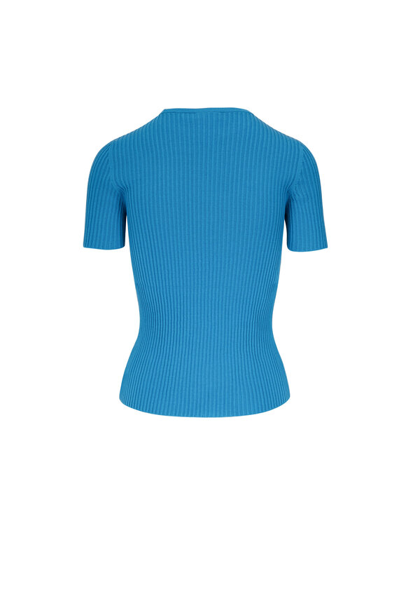 Akris Punto - Cerulean Wool Short Sleeve Pullover