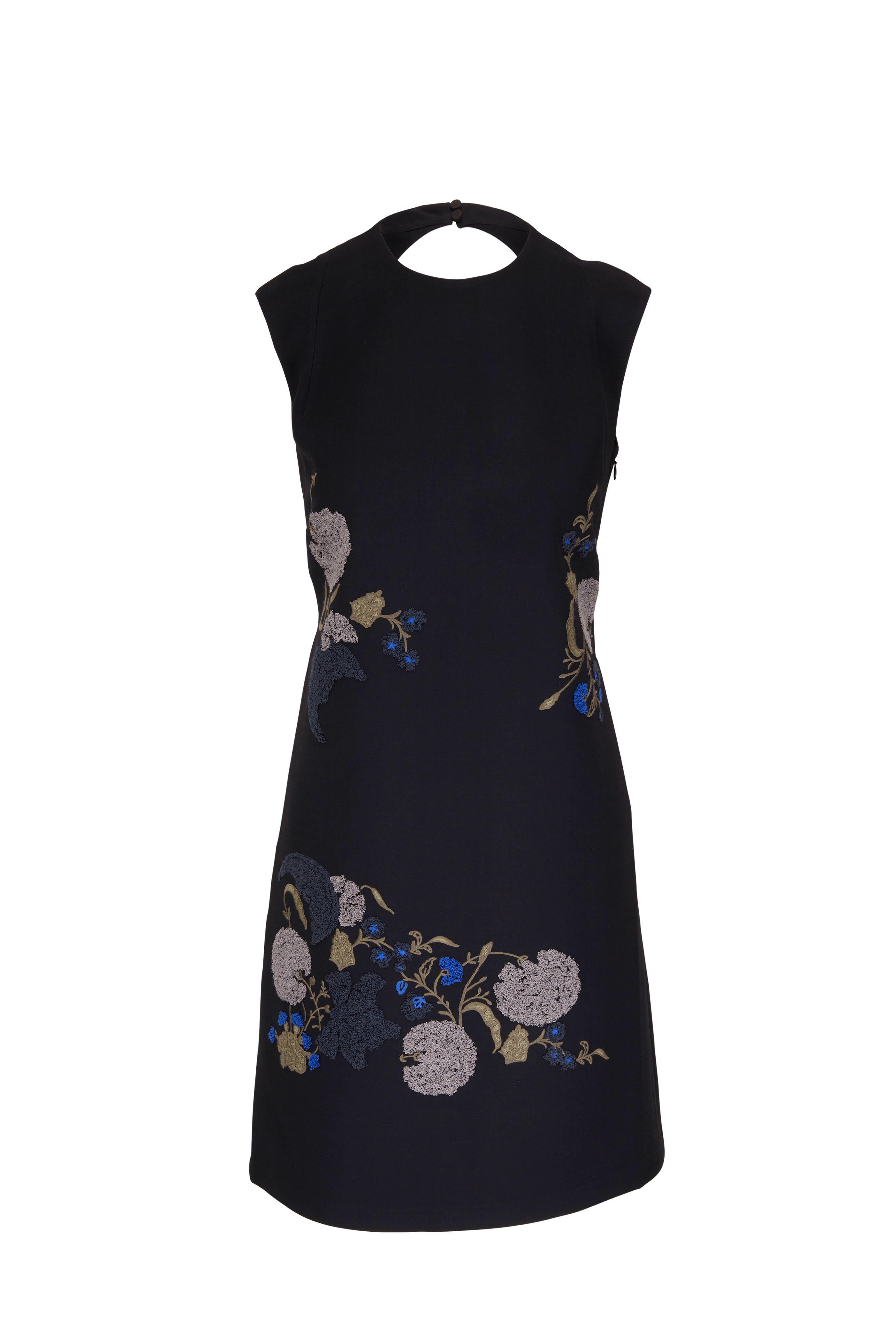 embroidered floral sheath dress Floral Embroidered Tulle V Neck Sheath Dress main image 0