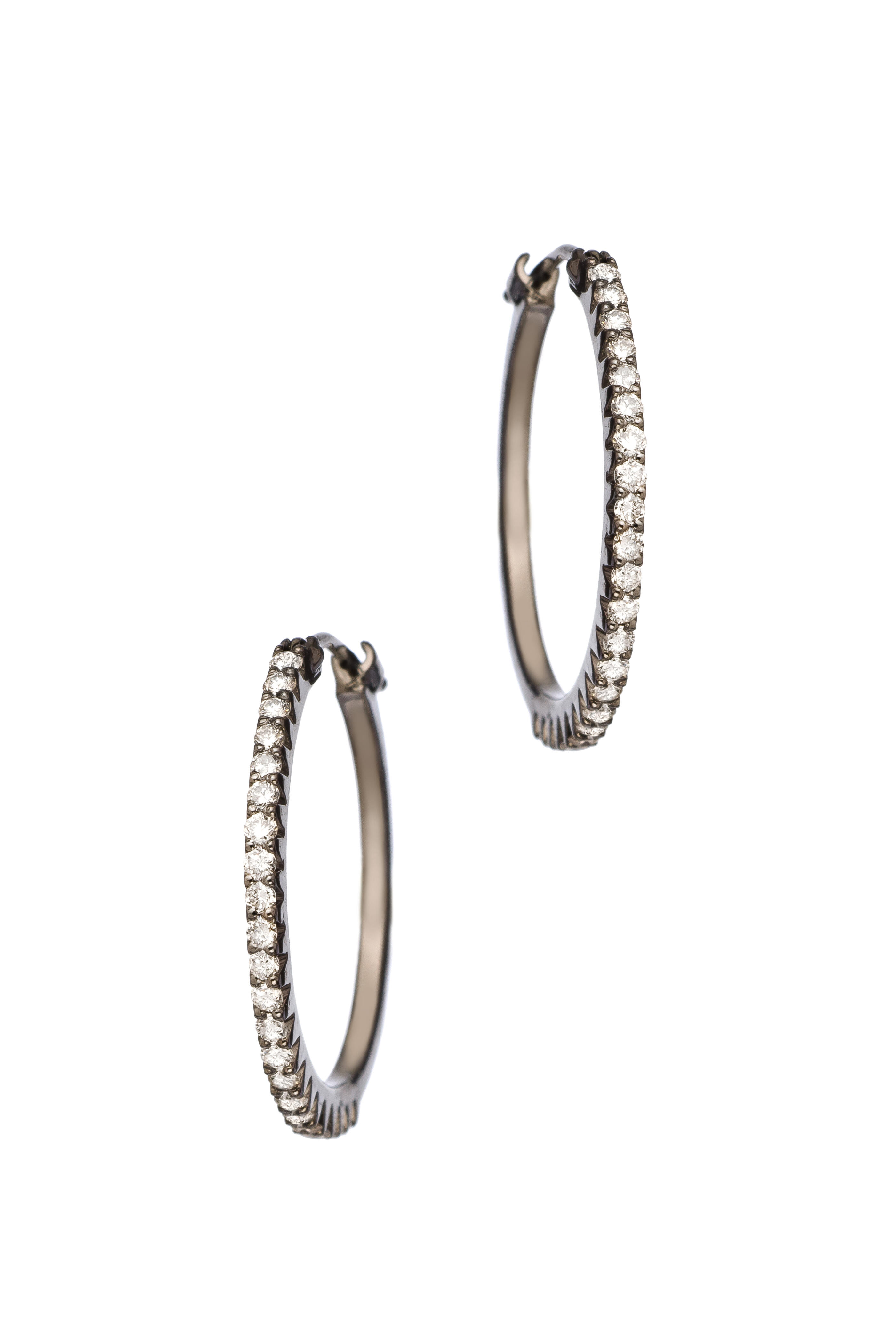 Sethi Couture - 18k White Gold Blackened Diamond Medium Hoops