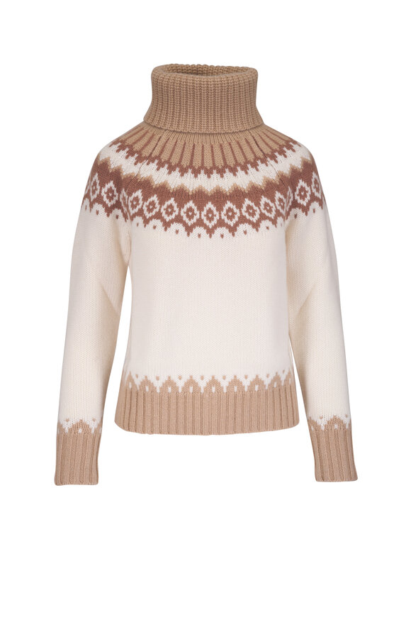 Bogner Ingrid Beige & White Fiare Isle Turtleneck Sweater