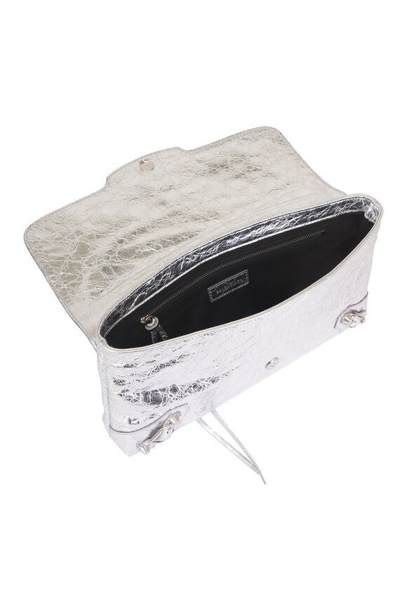 Balenciaga Le City Silver Metallic Leather Clutch - view 4