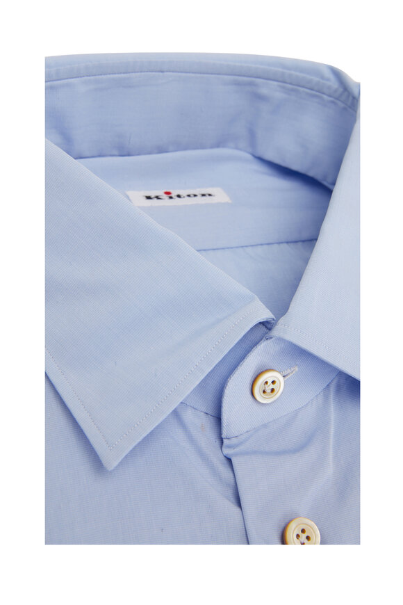 Kiton - Blue End On End Cotton Dress Shirt