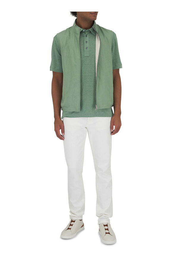 Zegna - Sage Linen Polo