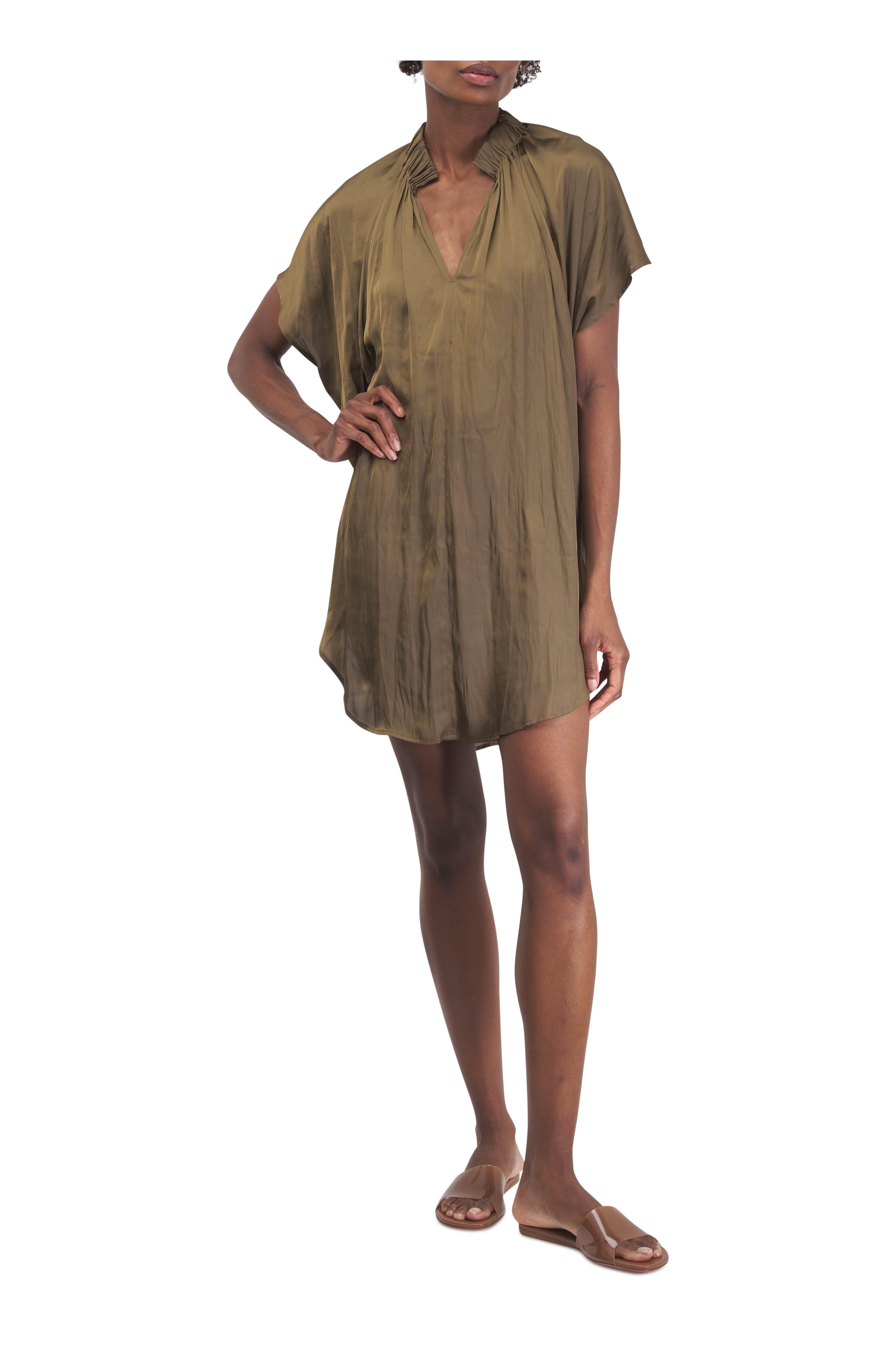 Amina Muaddi - Bianca Latte Glass Flat | Mitchell Stores