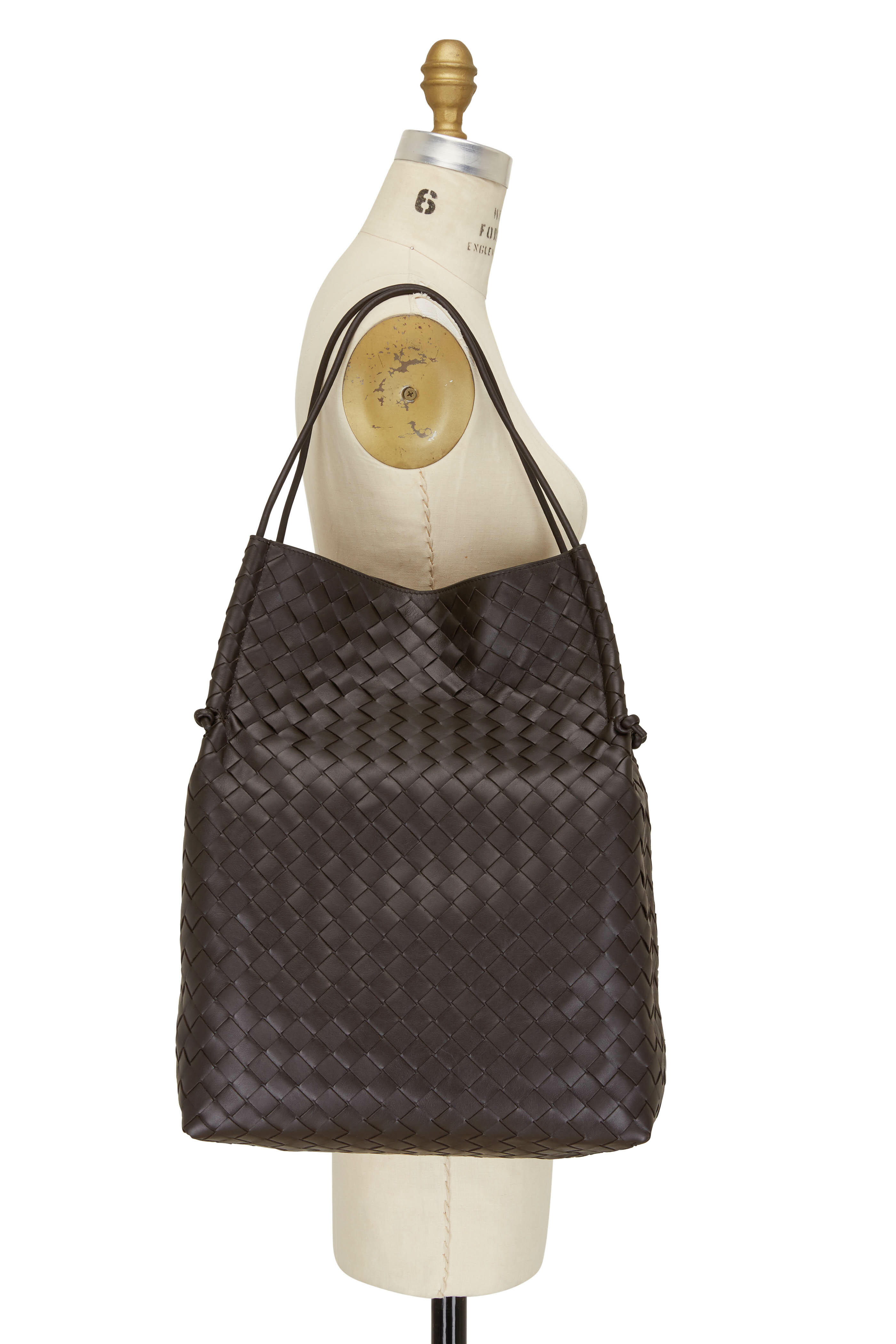 【BOTTEGA VENETA】Nappa Leather Bag Bottega Veneta - Dark Brown Woven Nappa Leather Shopper