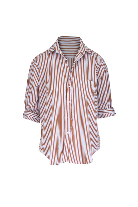 Frank & Eileen Relaxed Eileen Tan Striped Cotton Button Up Shirt - view 1