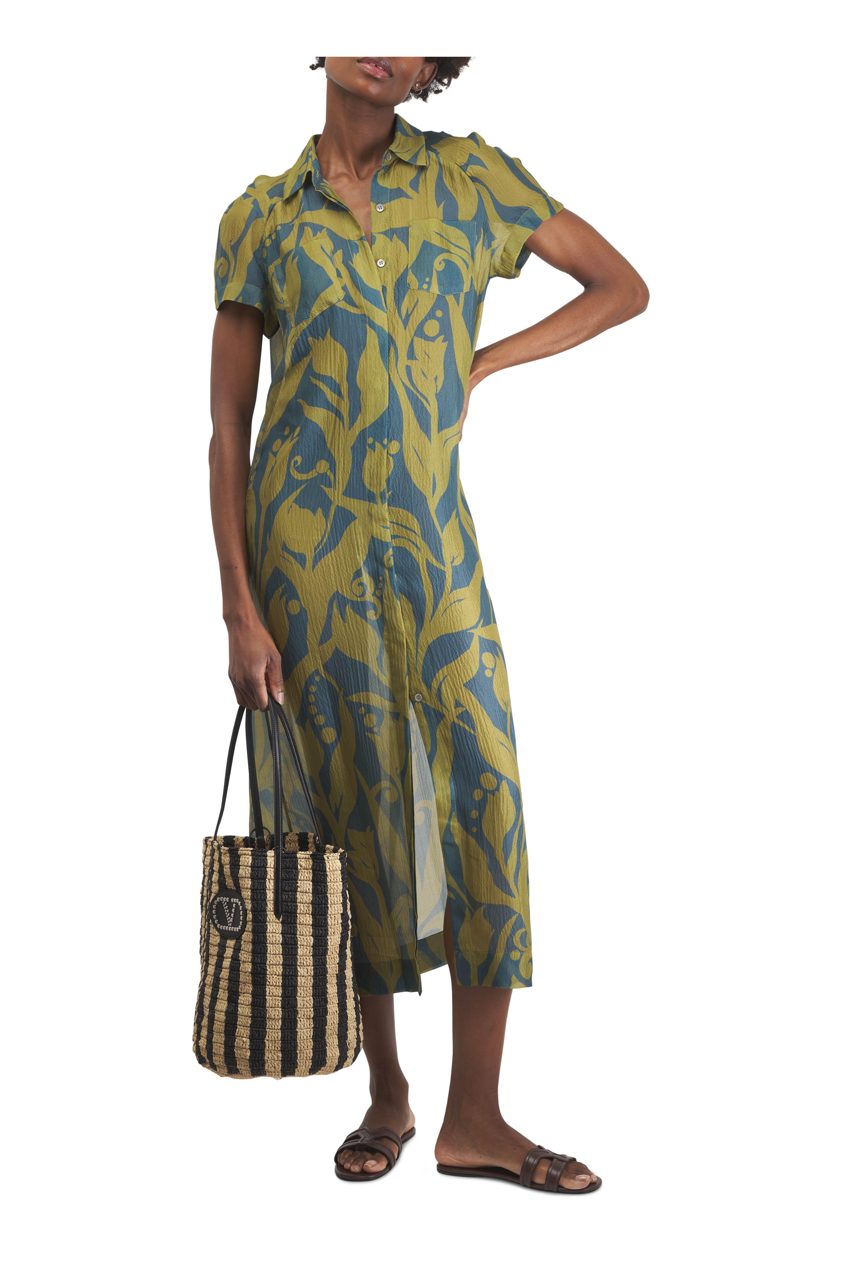 Dries Van Noten - Davinia Tulip Print Green Multi Silk Dress