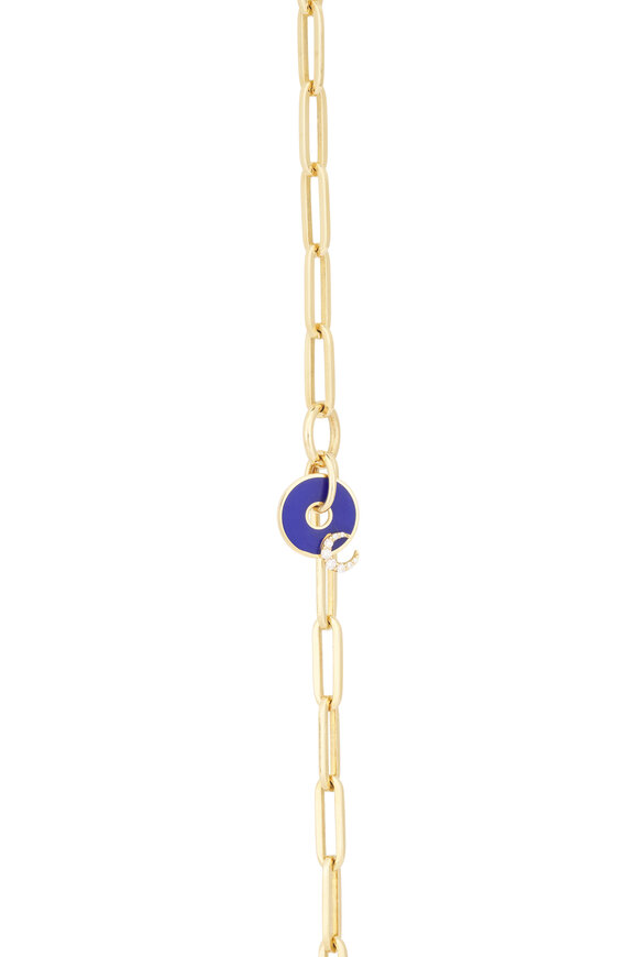 Foundrae 18k Yellow Gold Blue Crescent Karma Bracelet - view 2