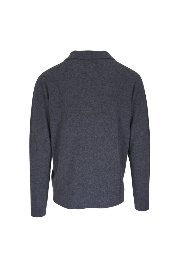 Kinross Charcoal Cashmere Button Polo - view 4