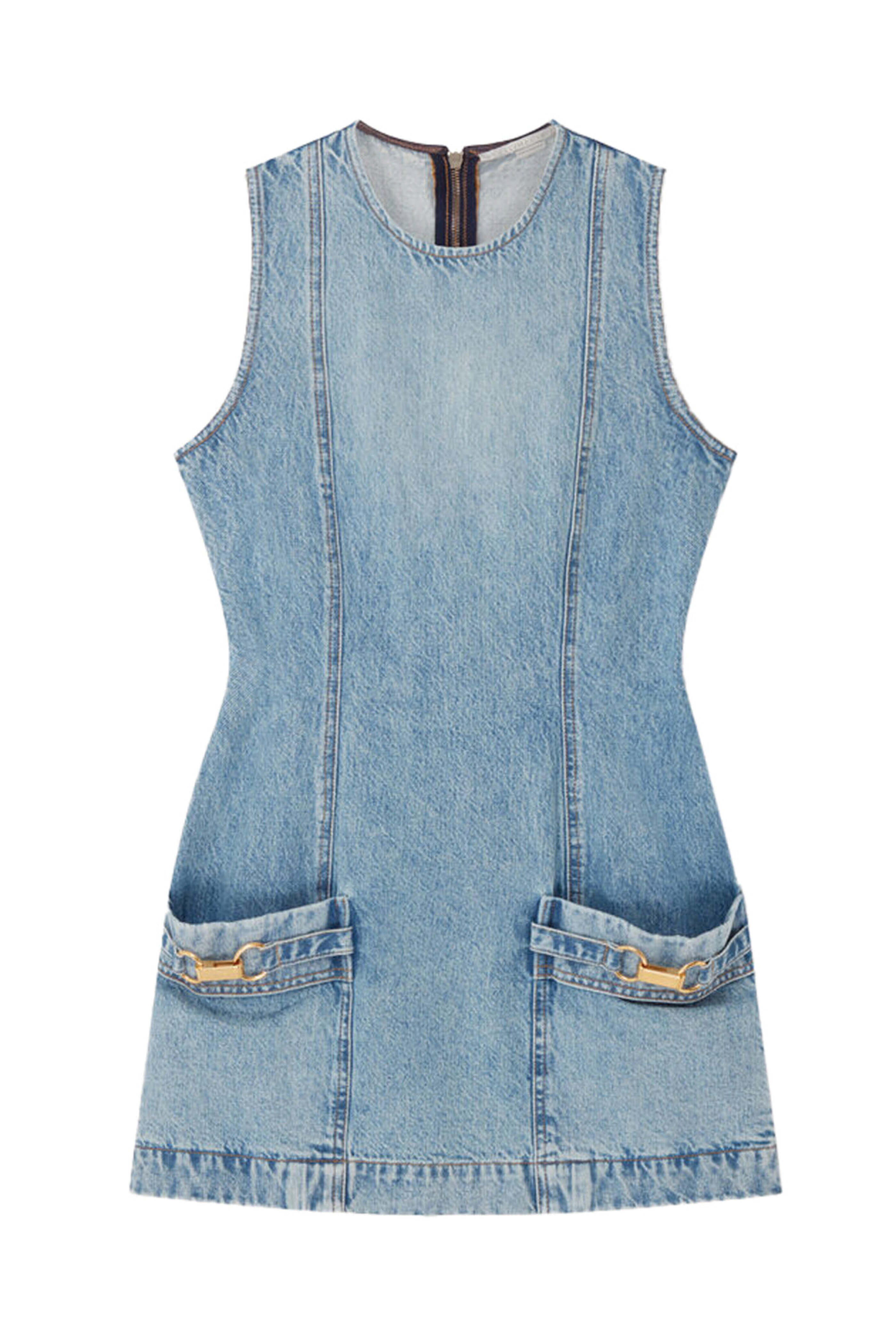 white christmas dresses Stella McCartney Linda Sleeveless Denim Dress Blue