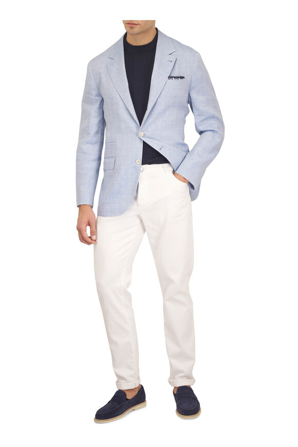 Brunello Cucinelli Light Blue Linen & Wool Sportcoat - view 2