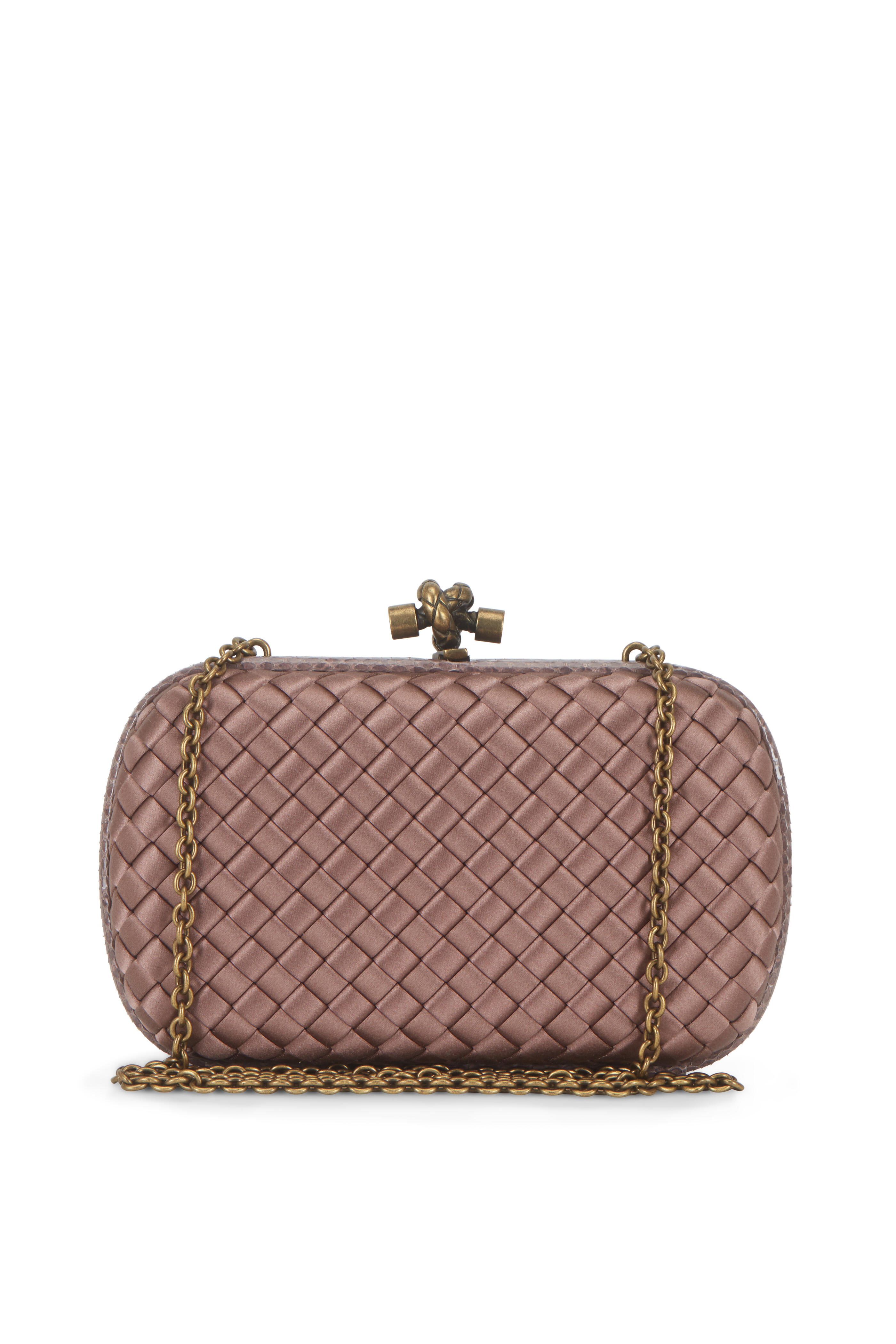Bottega Veneta Silk Chain Knot Clutch Bag in Pink