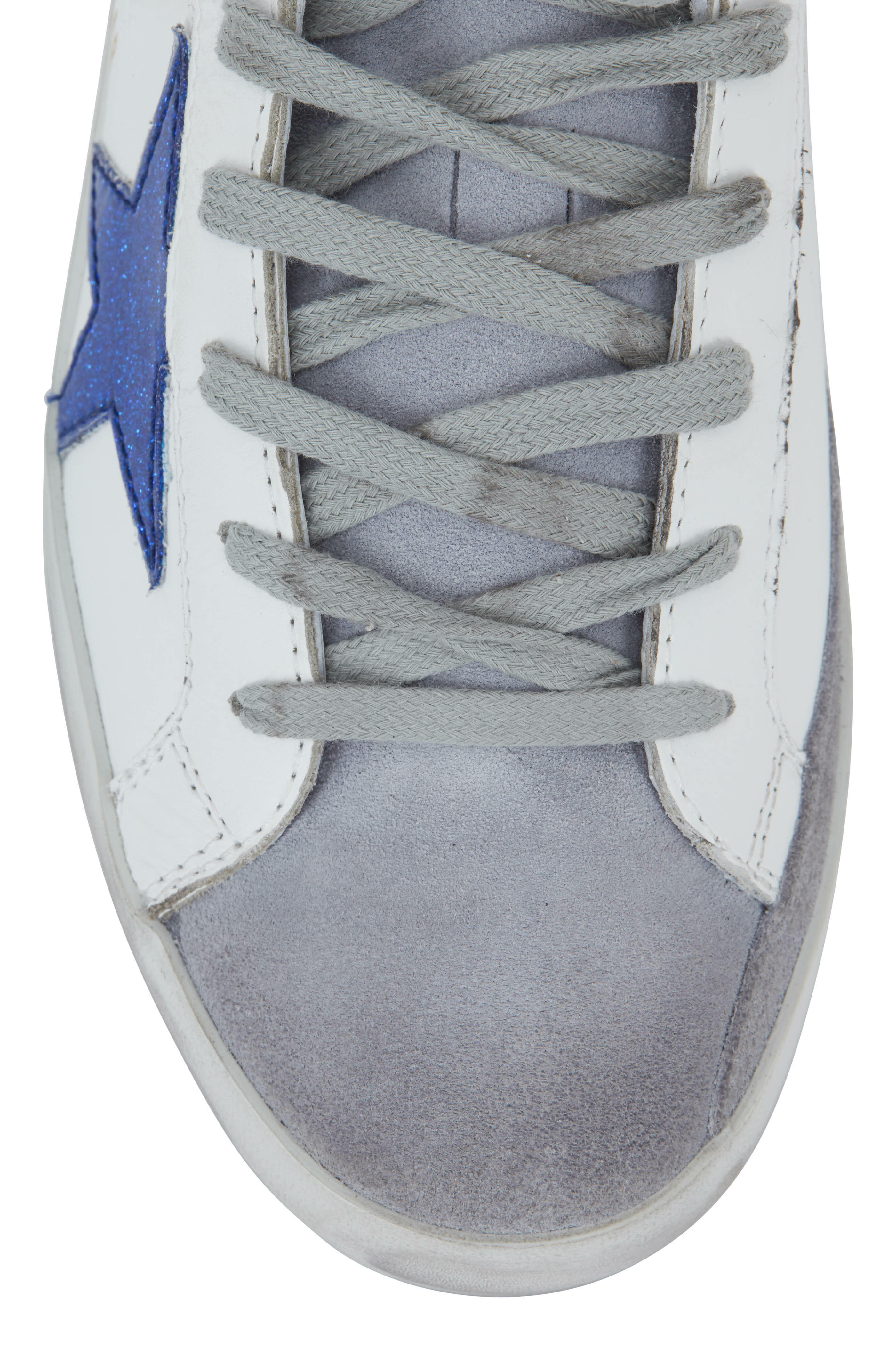 Golden Goose - Superstar White & Blue Glitter Star Sneaker