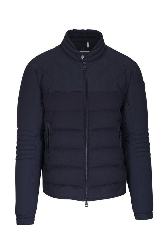 Moncler Navy Biker Quilted Down Jacket