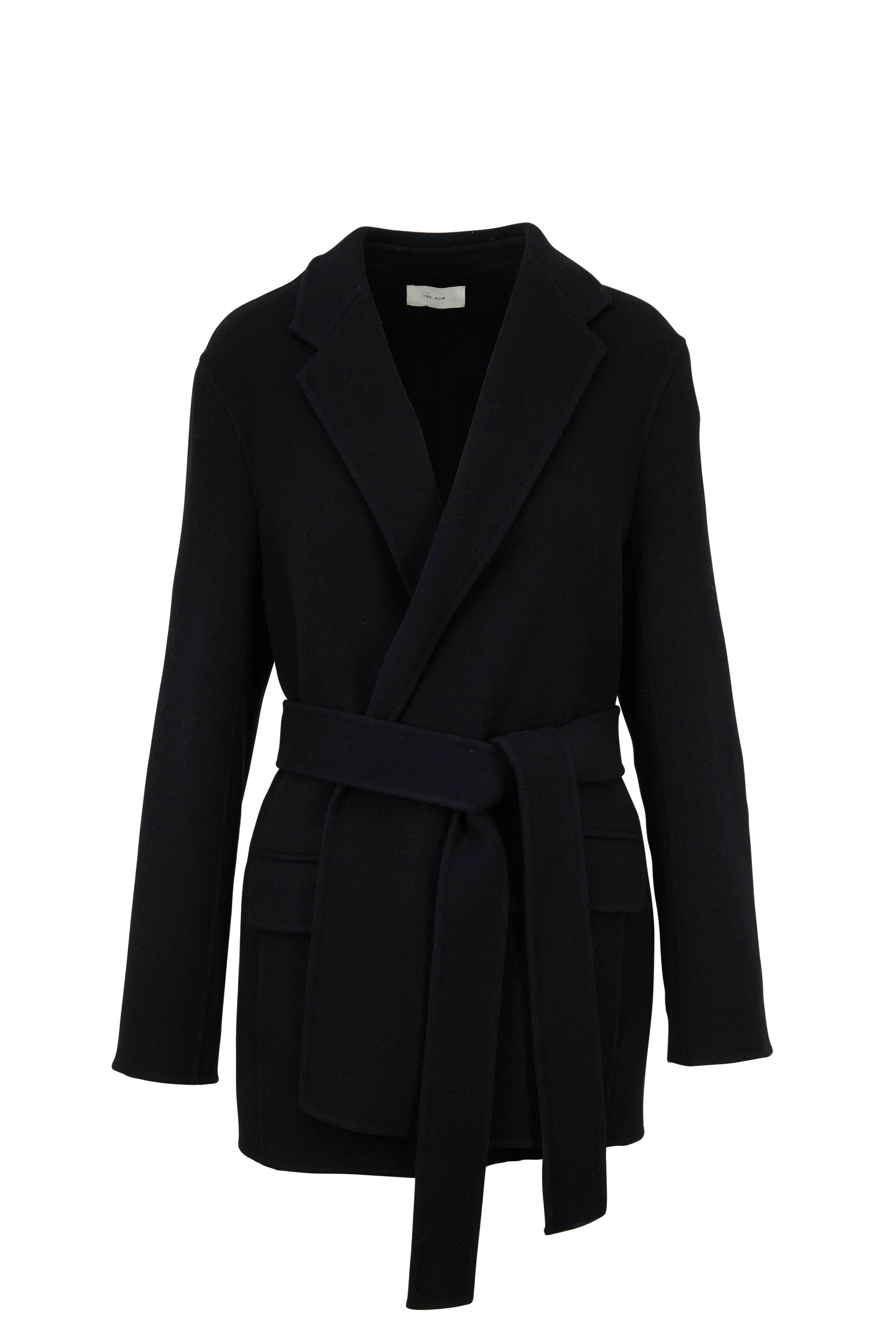 The Row - Tora Black Stretch Wool Belted Jacket | Mitchell