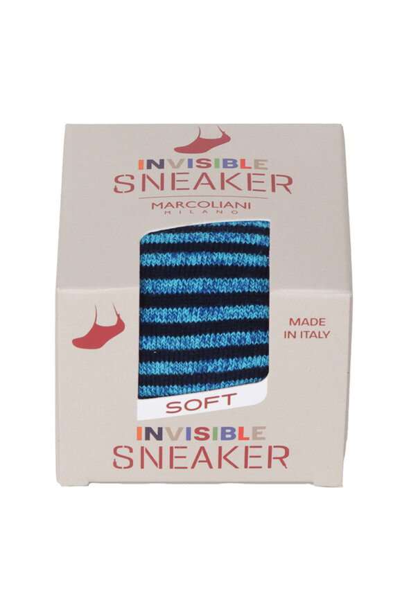 Marcoliani Blue Striped Invisible Socks