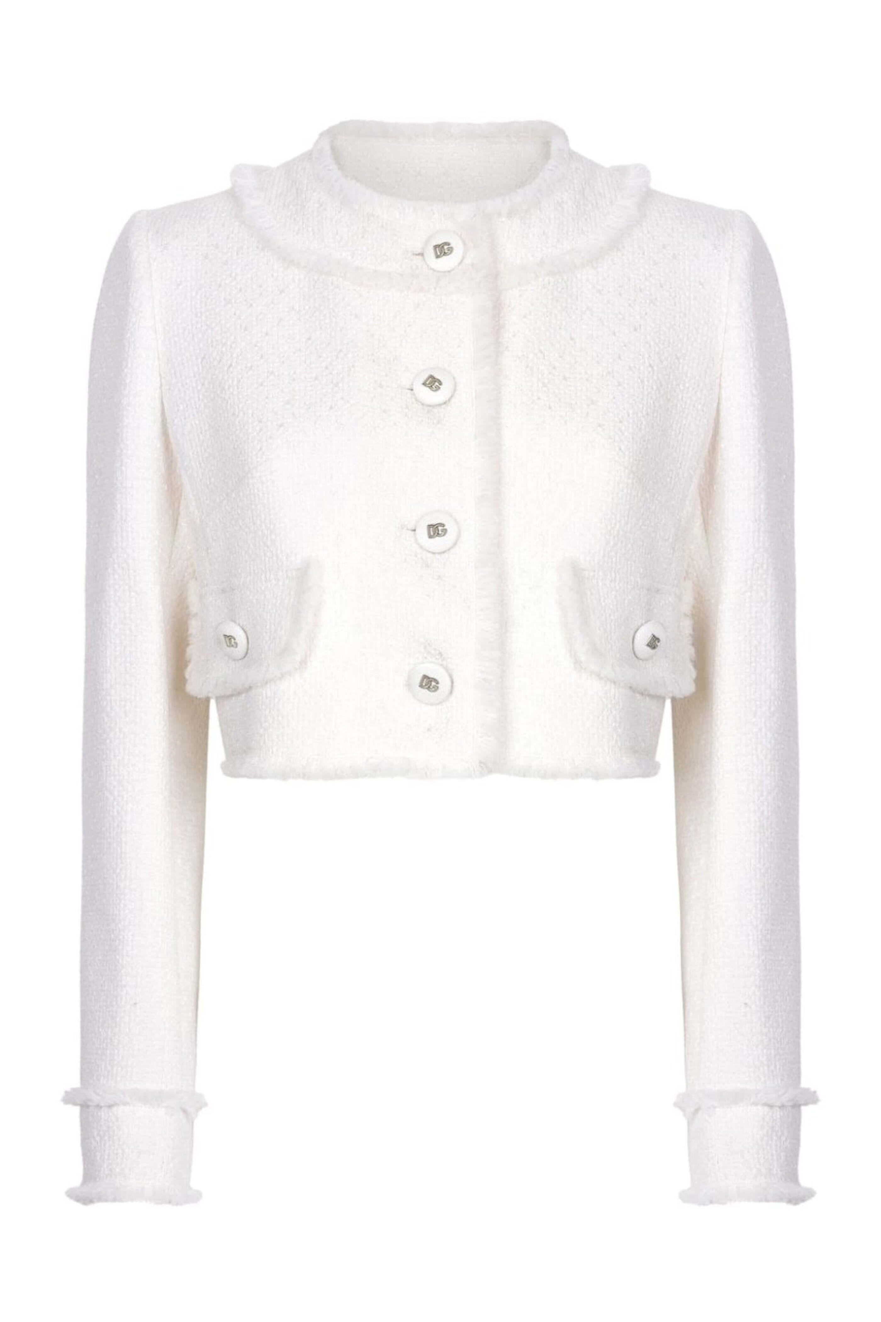 Dolce & Gabbana - Light Cream Tweed Crop Jacket
