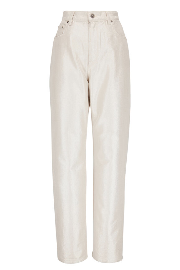 Golden Goose - Kim Distressed Off White Metallic Jean