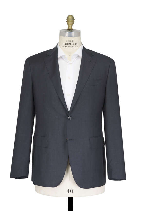 Canali Kei Gray Wool Sharkskin Suit - view 2